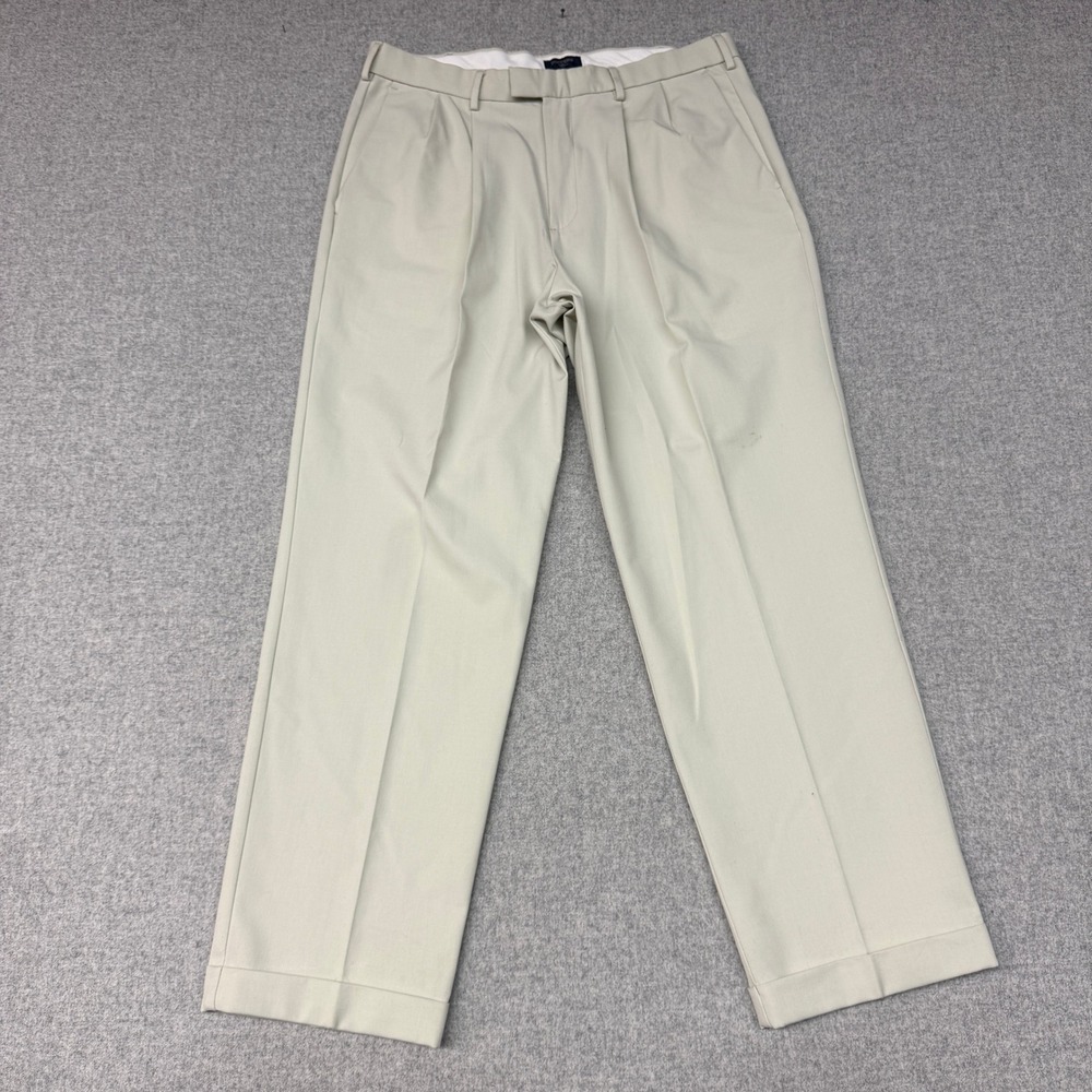 Dockers Pleated Relaxed Fit Pants 36x32 Tan Khaki Individual Fit Stain Defender